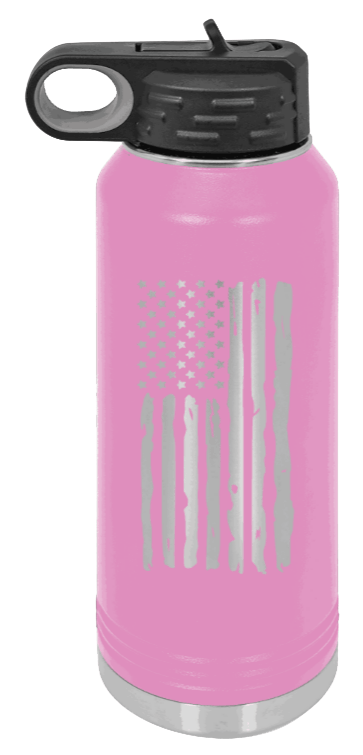 Distressed Flag - 32oz Water Bottle Laser Engraved- Light Purple