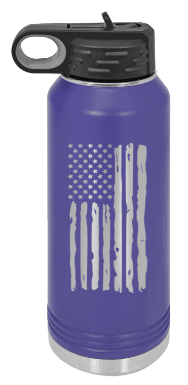 Distressed Flag - 32oz Water Bottle Laser Engraved- Purple