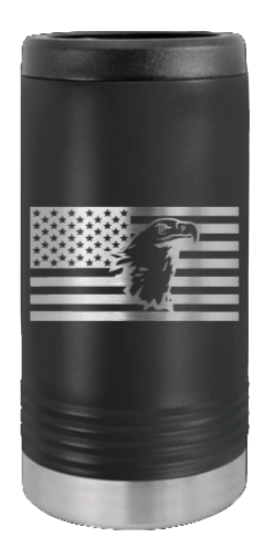 Eagle Flag 1 Laser Engraved Slim Can Insulated Koosie
