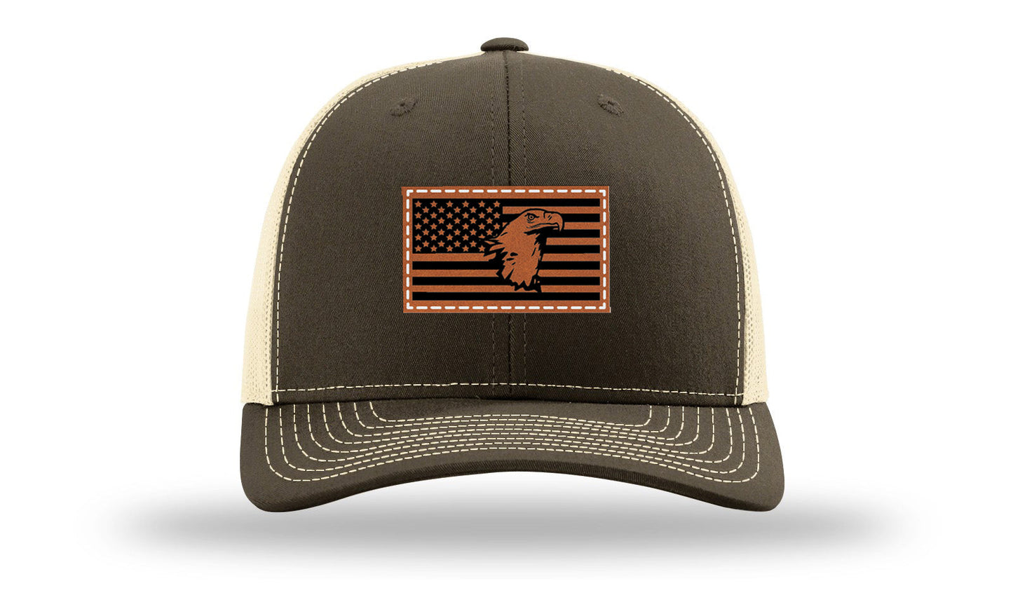 Eagle Flag 1 Leather Patch Richardson 112 Hat