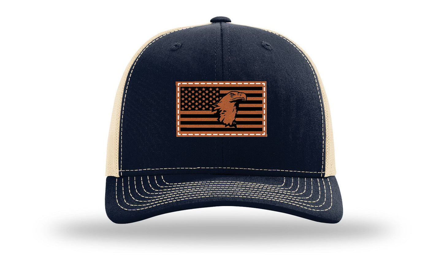 Eagle Flag 1 Leather Patch Richardson 112 Hat