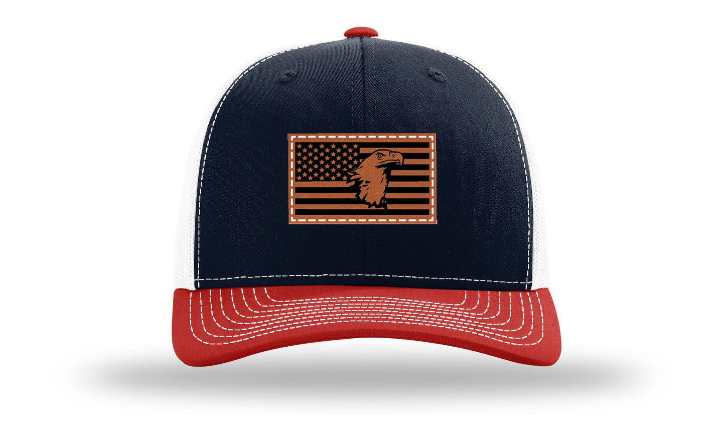 Eagle Flag 1 Leather Patch Richardson 112 Hat