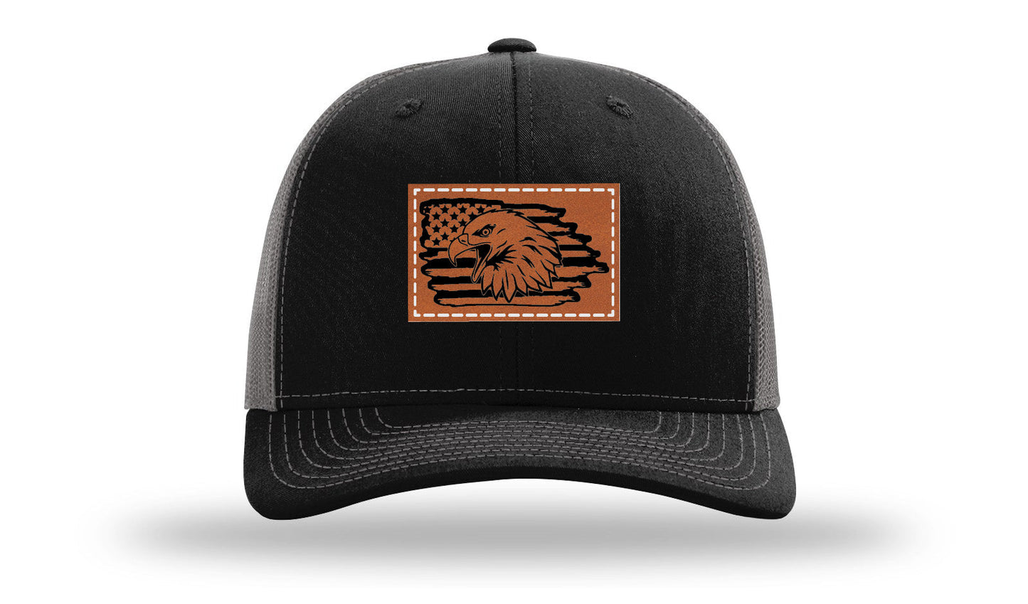 Eagle Flag Leather Patch Richardson 112 Hat