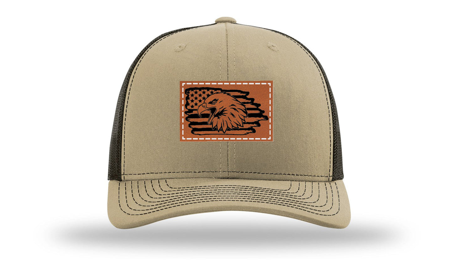 Eagle Flag Leather Patch Richardson 112 Hat