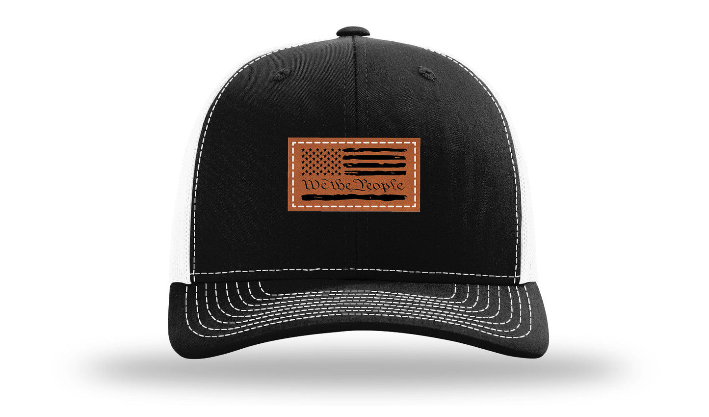 We The People Flag Leather Patch Richardson 112 Hat