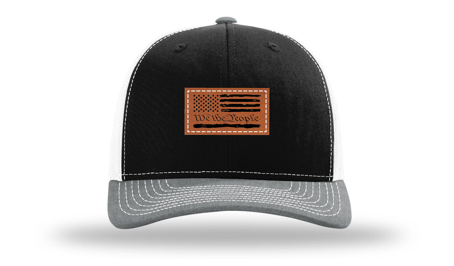 We The People Flag Leather Patch Richardson 112 Hat
