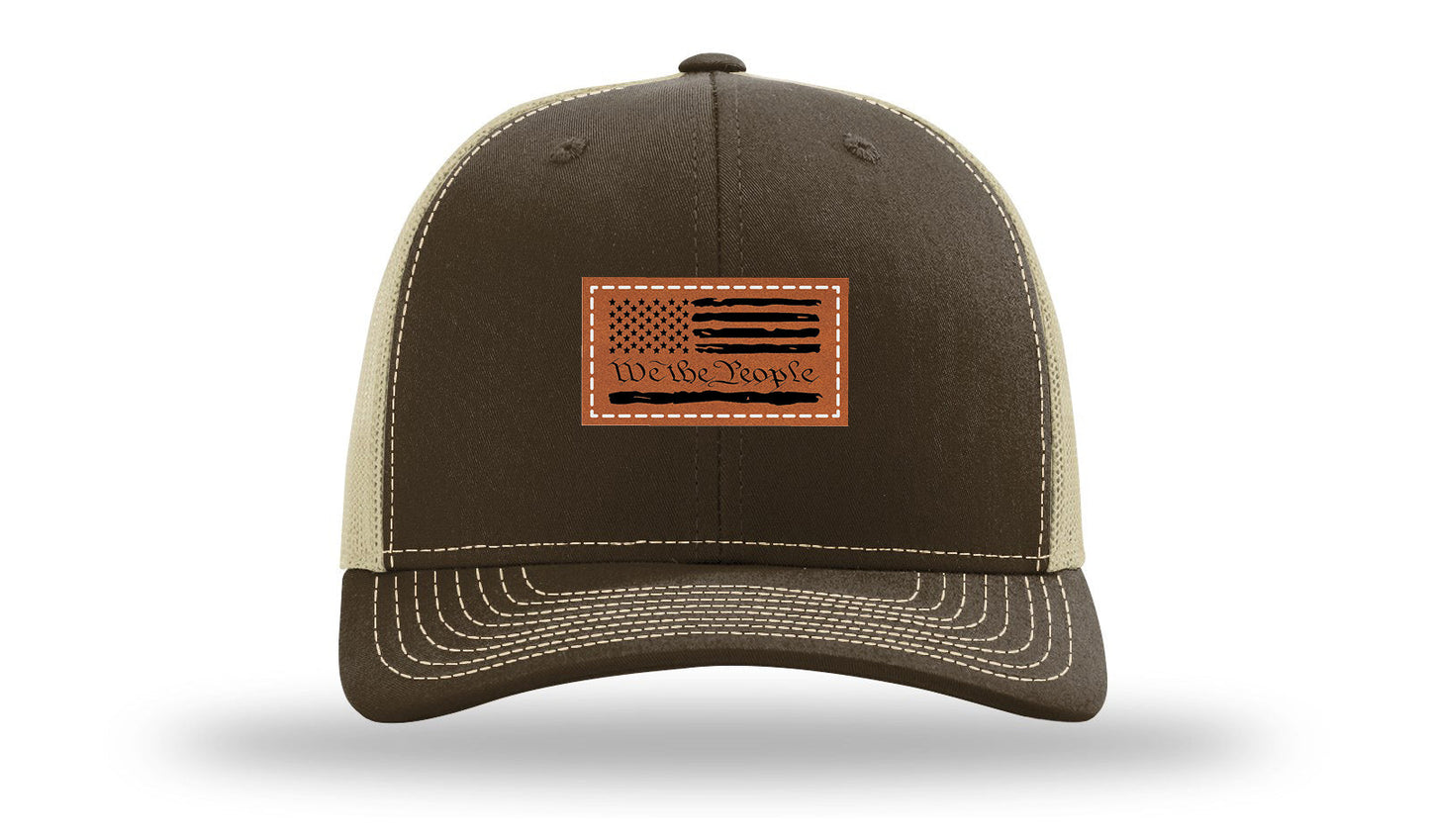 We The People Flag Leather Patch Richardson 112 Hat