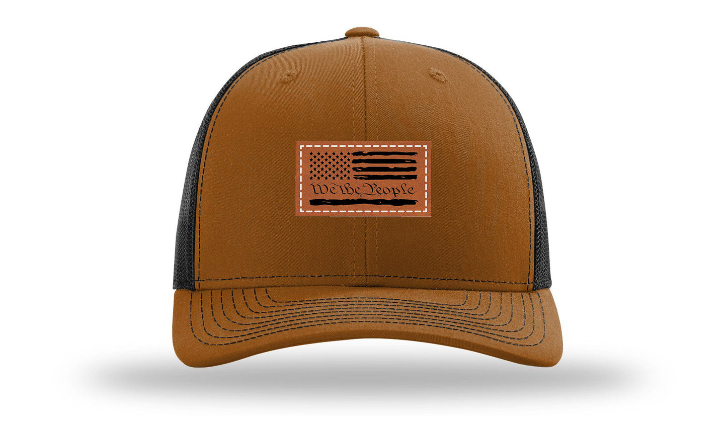 We The People Flag Leather Patch Richardson 112 Hat