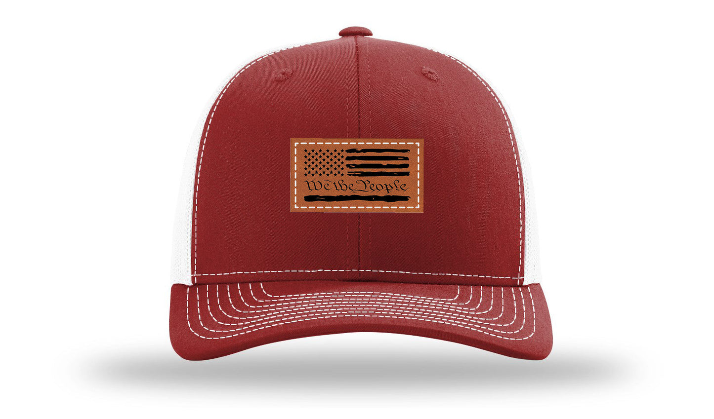 We The People Flag Leather Patch Richardson 112 Hat