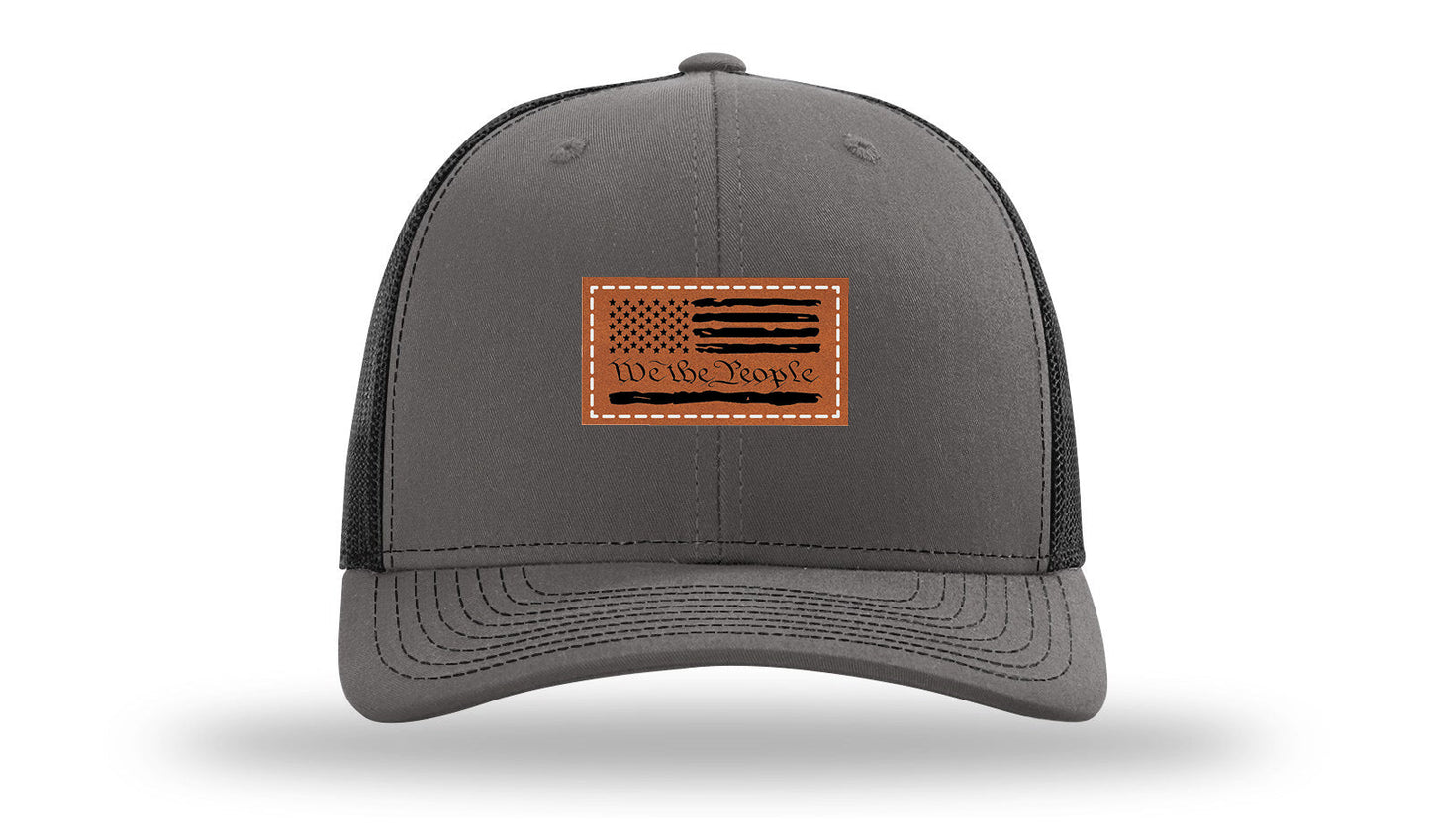 We The People Flag Leather Patch Richardson 112 Hat