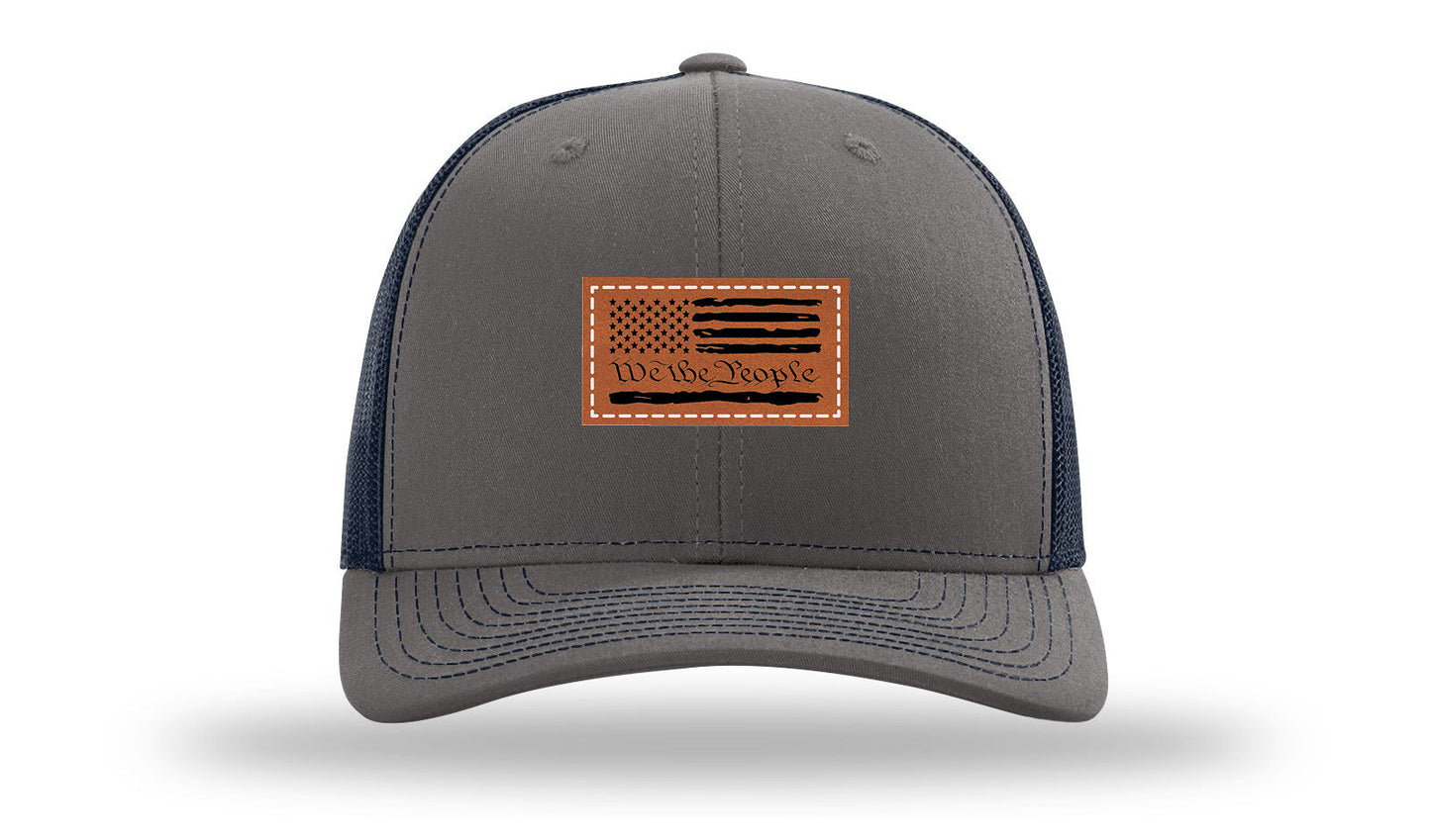 We The People Flag Leather Patch Richardson 112 Hat