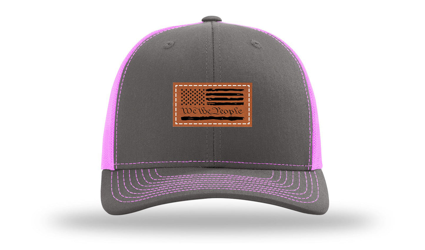We The People Flag Leather Patch Richardson 112 Hat