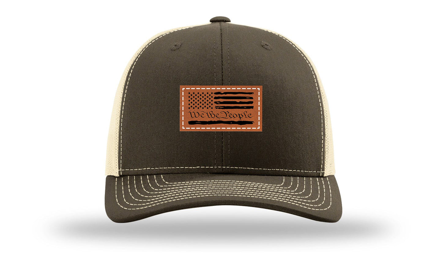 We The People Flag Leather Patch Richardson 112 Hat