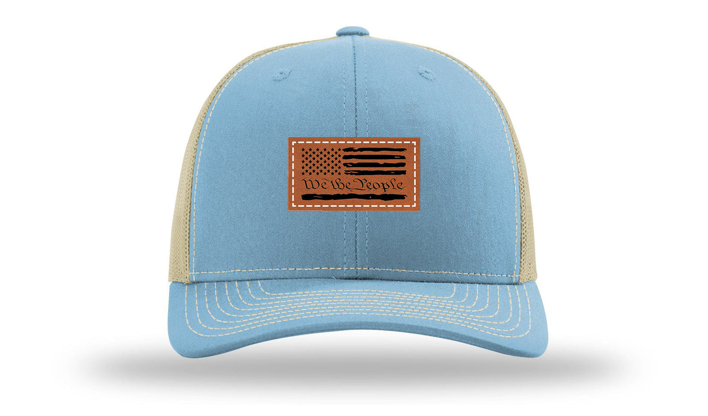 We The People Flag Leather Patch Richardson 112 Hat