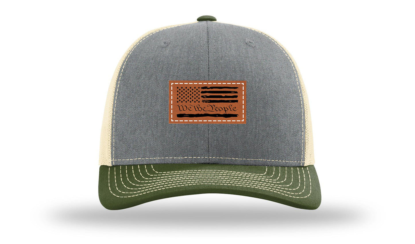 We The People Flag Leather Patch Richardson 112 Hat