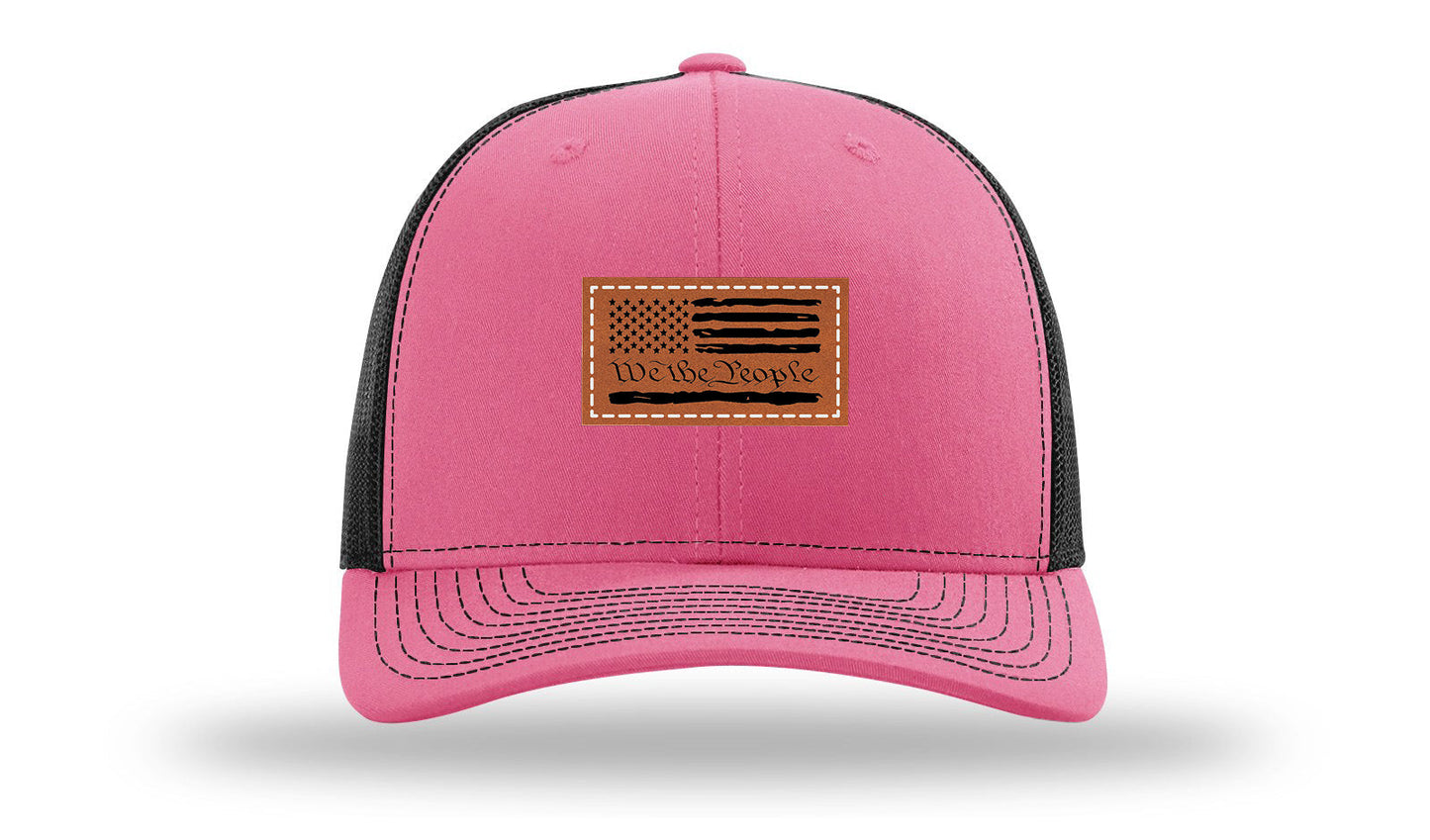 We The People Flag Leather Patch Richardson 112 Hat