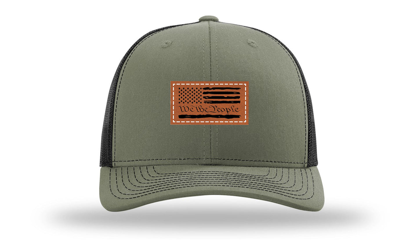 We The People Flag Leather Patch Richardson 112 Hat