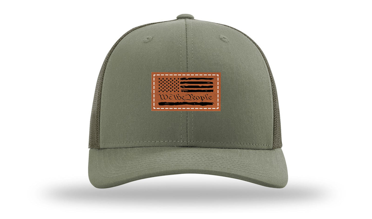 We The People Flag Leather Patch Richardson 112 Hat