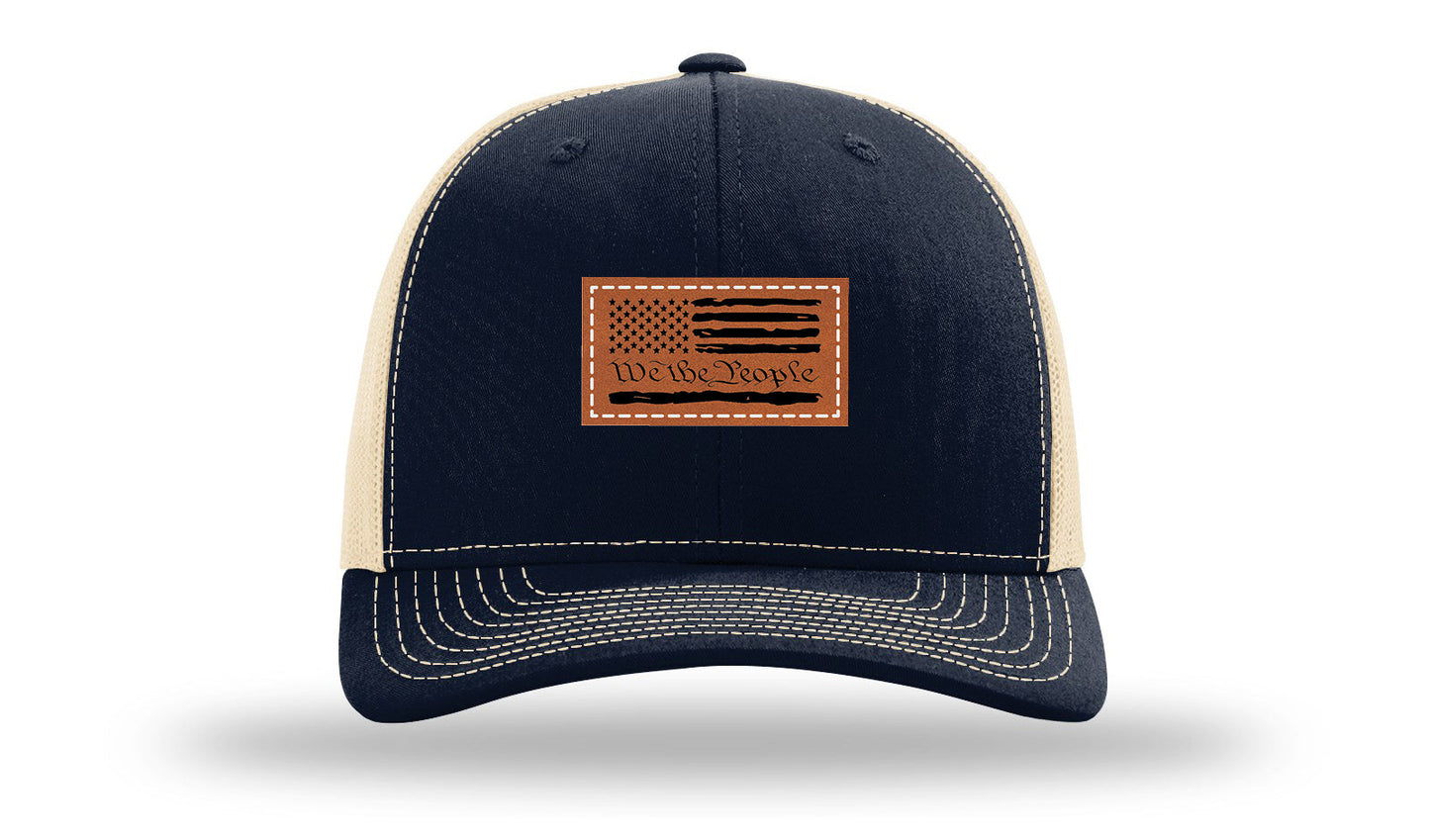 We The People Flag Leather Patch Richardson 112 Hat