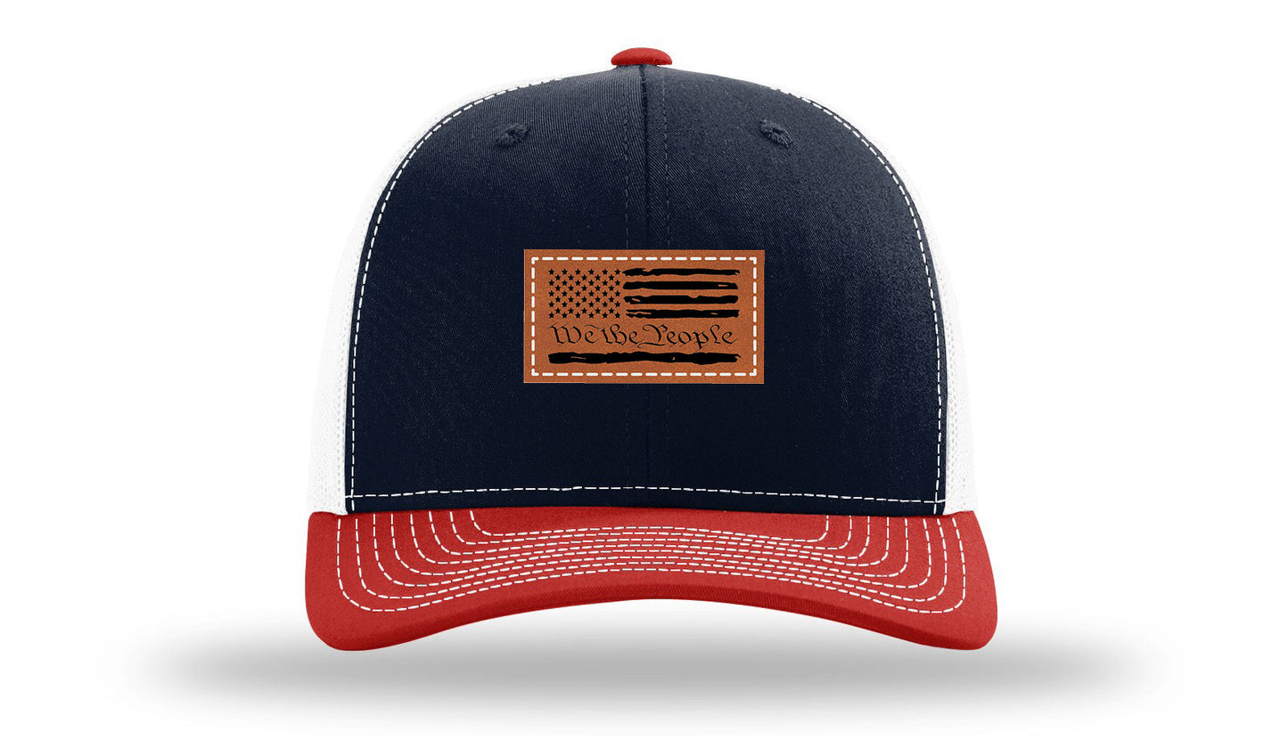 We The People Flag Leather Patch Richardson 112 Hat