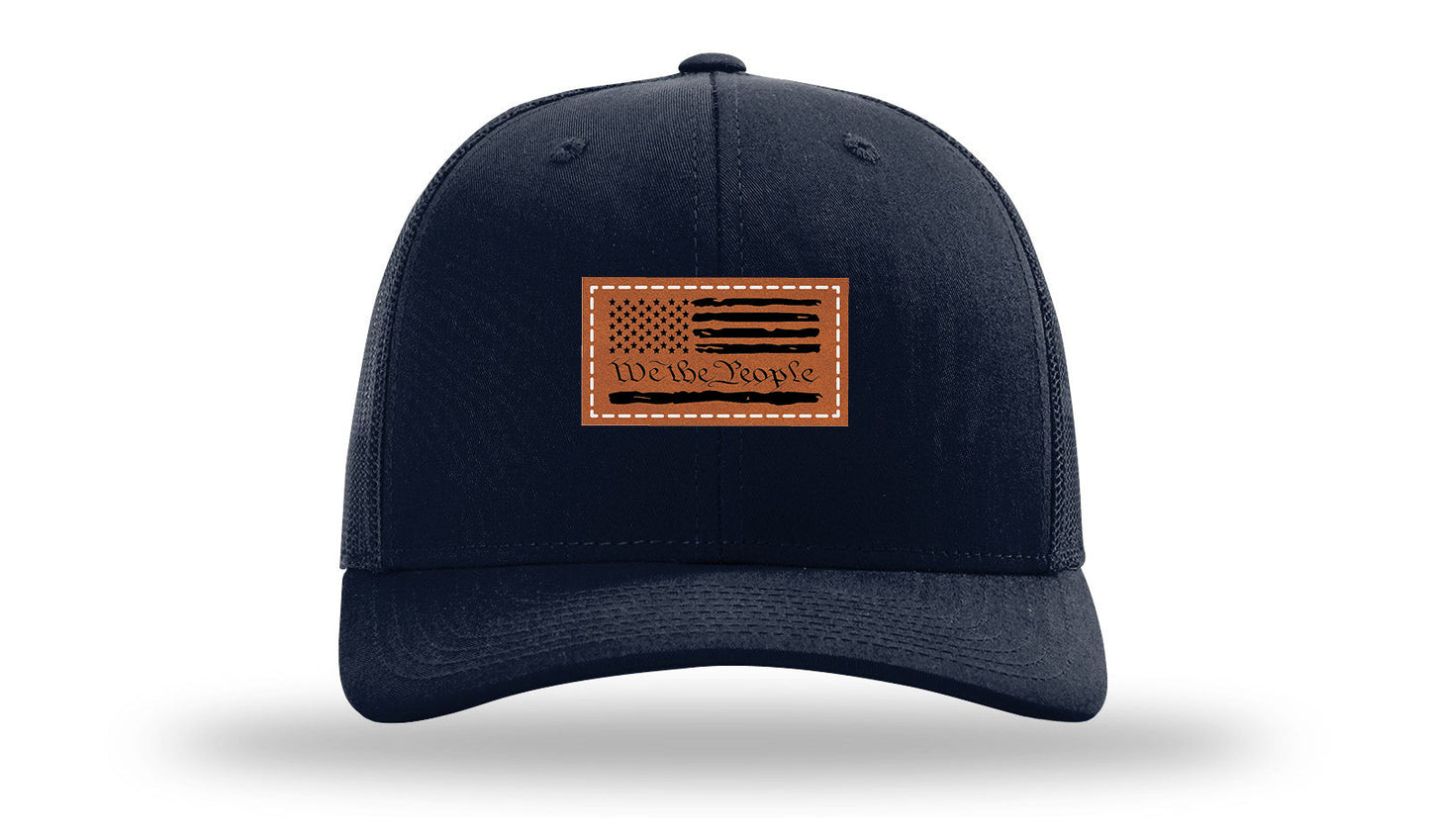 We The People Flag Leather Patch Richardson 112 Hat