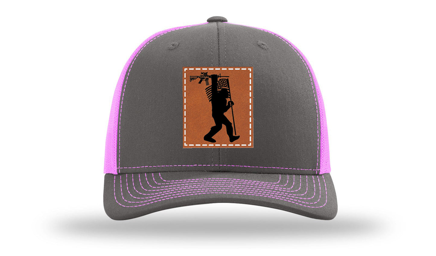 Sasquatch AR Flag Leather Patch Richardson 112 Hat