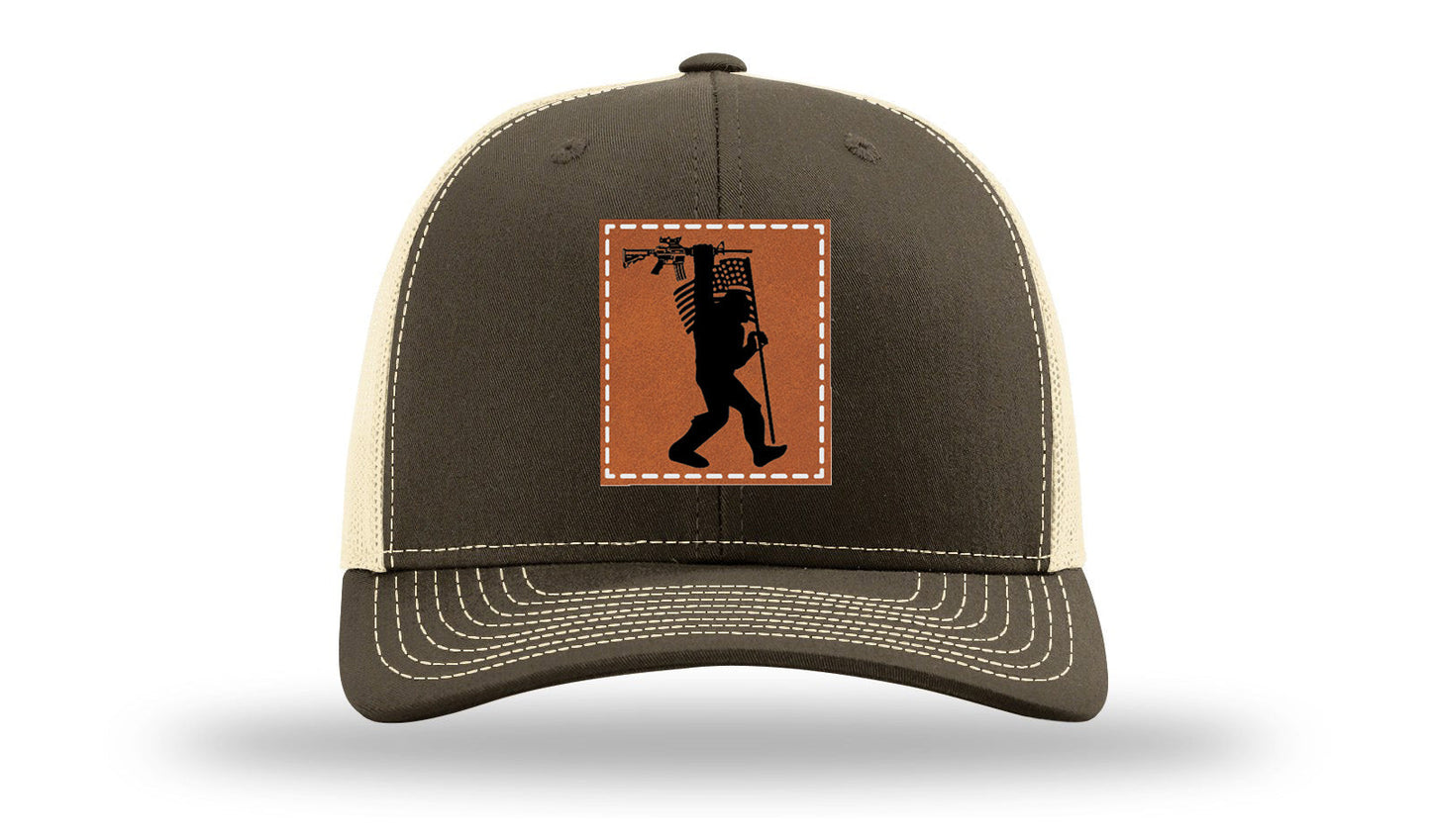Sasquatch AR Flag Leather Patch Richardson 112 Hat