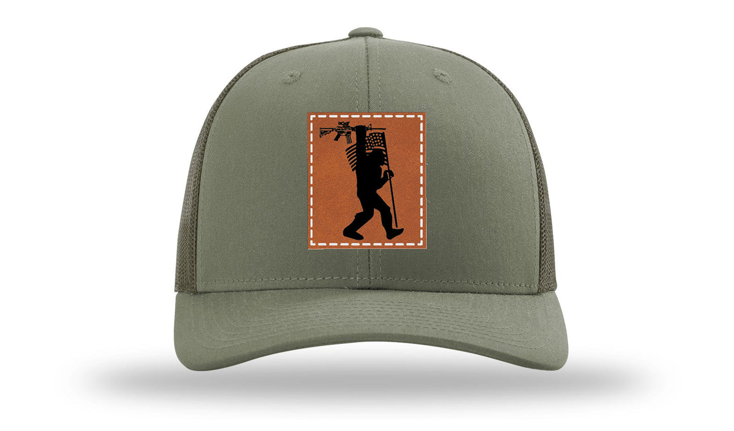 Sasquatch AR Flag Leather Patch Richardson 112 Hat