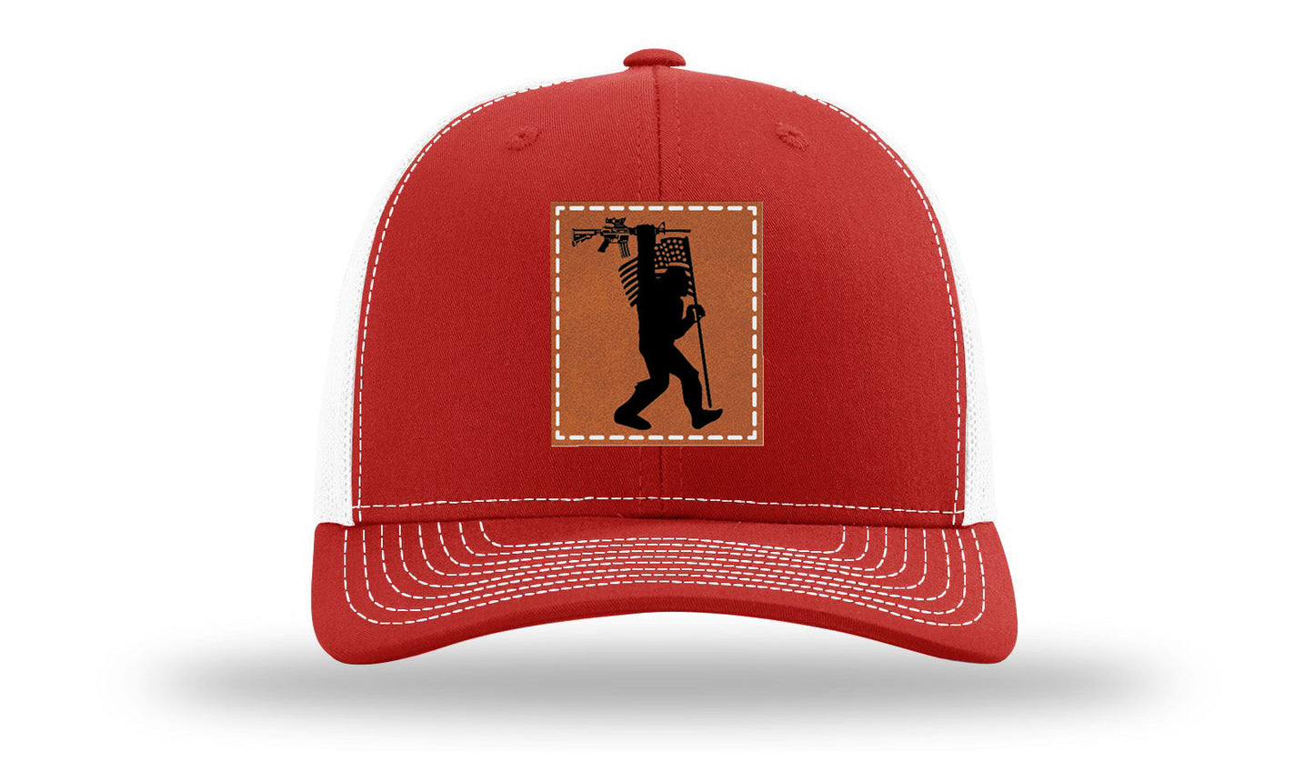Sasquatch AR Flag Leather Patch Richardson 112 Hat