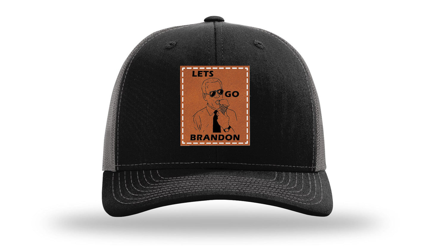 Let's Go Brandon Ice Cream Leather Patch Richardson 112 Hat