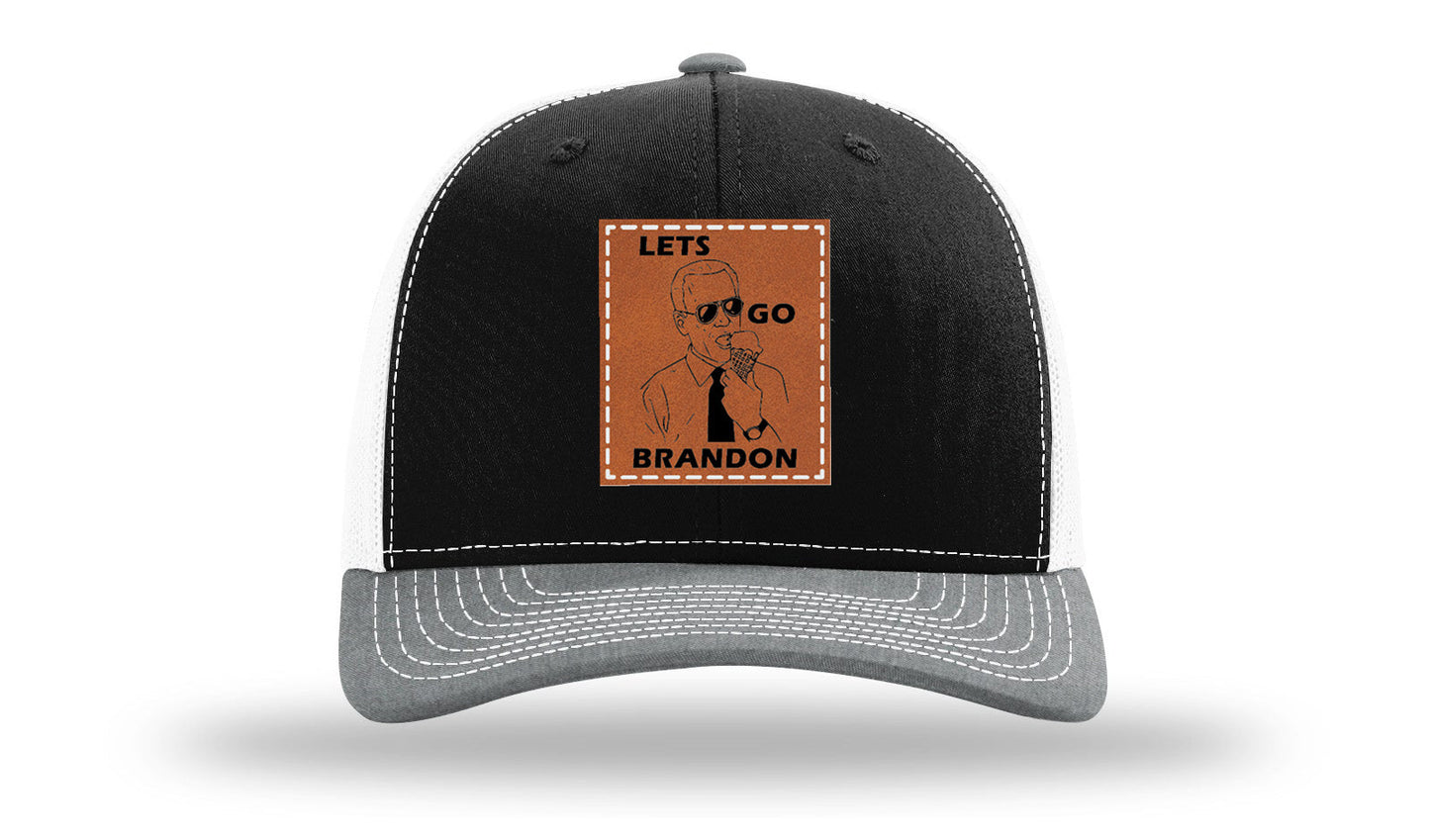 Let's Go Brandon Ice Cream Leather Patch Richardson 112 Hat