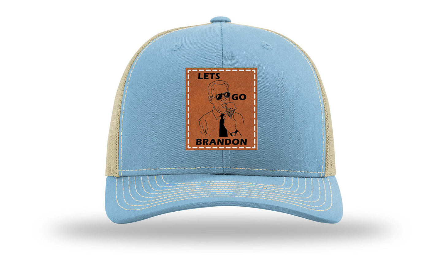 Let's Go Brandon Ice Cream Leather Patch Richardson 112 Hat
