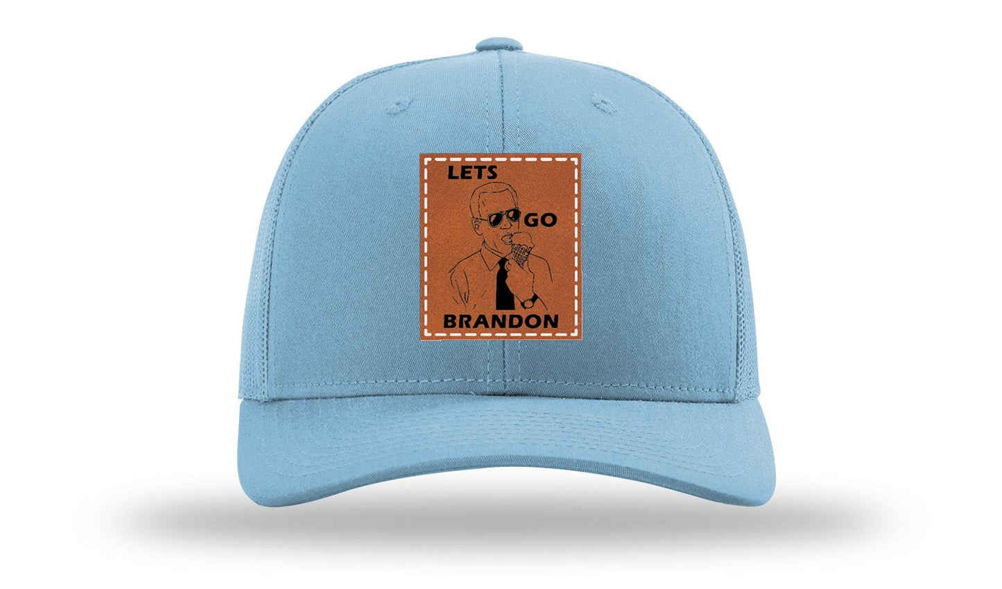 Let's Go Brandon Ice Cream Leather Patch Richardson 112 Hat