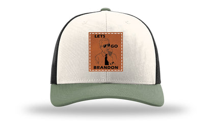 Let's Go Brandon Ice Cream Leather Patch Richardson 112 Hat