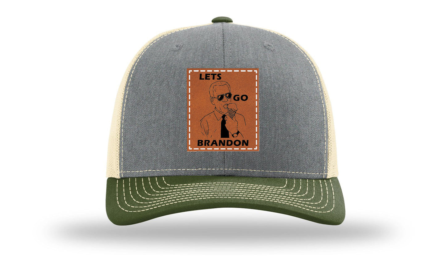 Let's Go Brandon Ice Cream Leather Patch Richardson 112 Hat