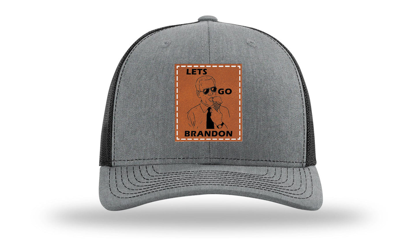 Let's Go Brandon Ice Cream Leather Patch Richardson 112 Hat