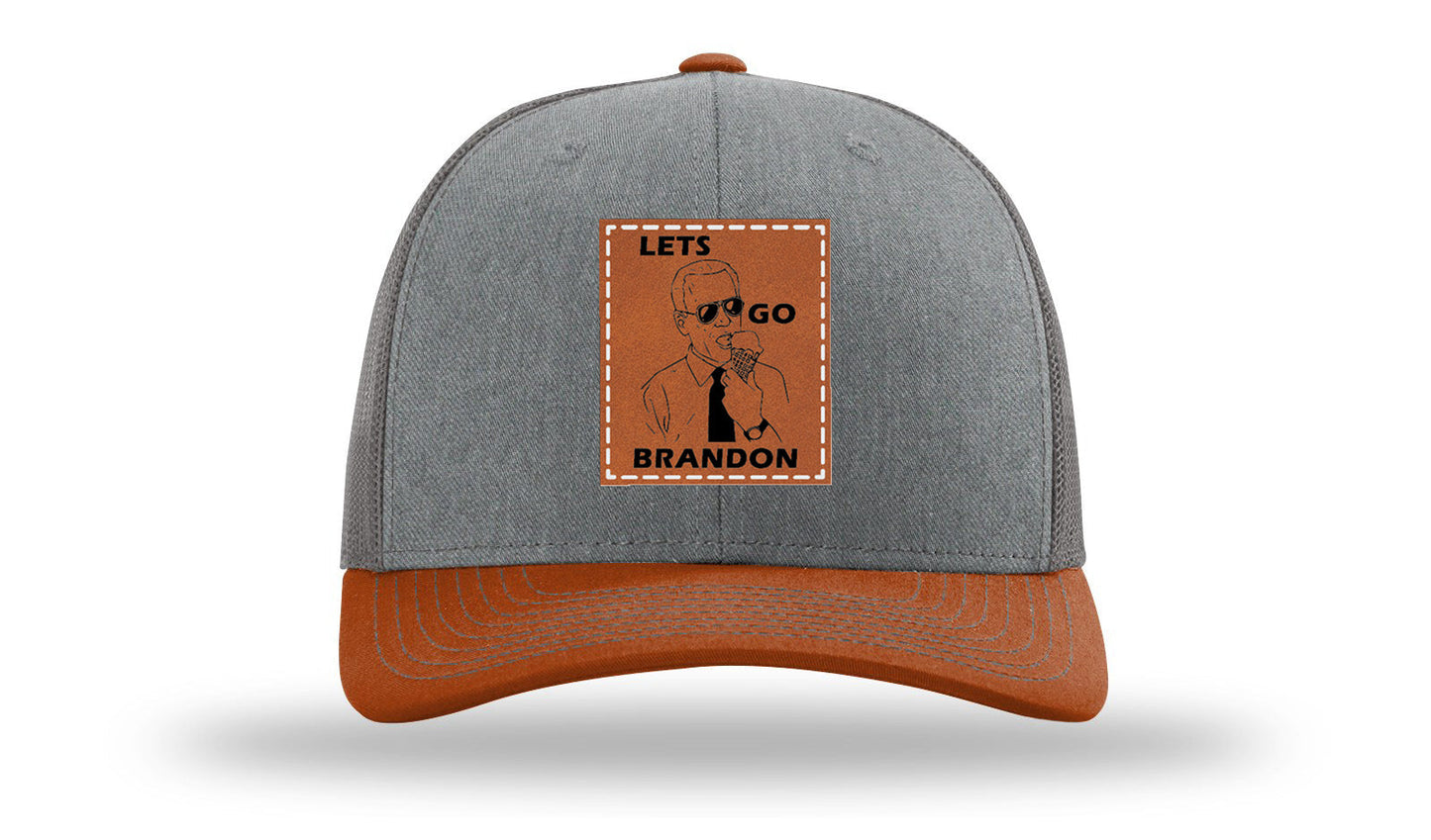 Let's Go Brandon Ice Cream Leather Patch Richardson 112 Hat