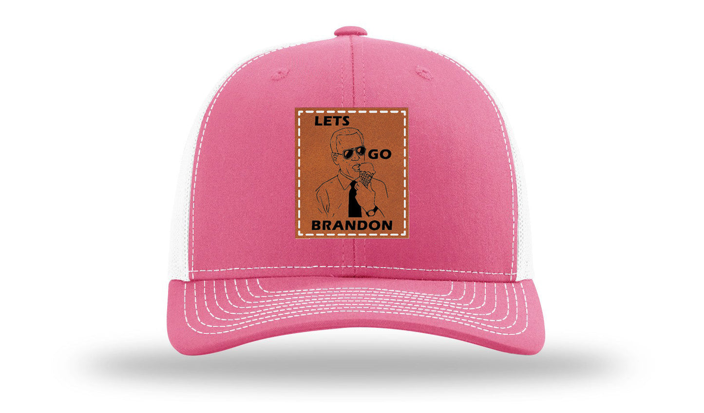 Let's Go Brandon Ice Cream Leather Patch Richardson 112 Hat