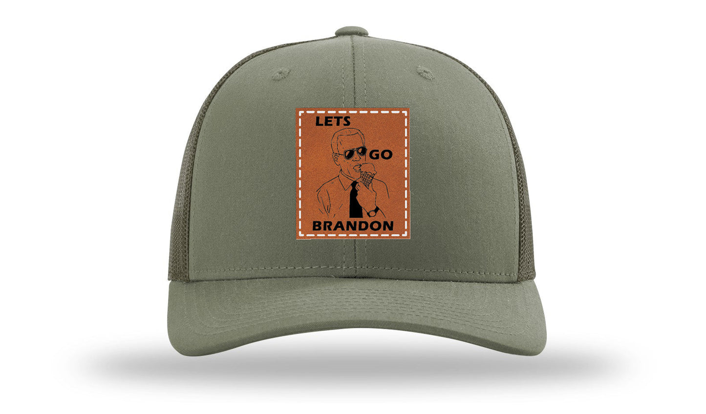 Let's Go Brandon Ice Cream Leather Patch Richardson 112 Hat