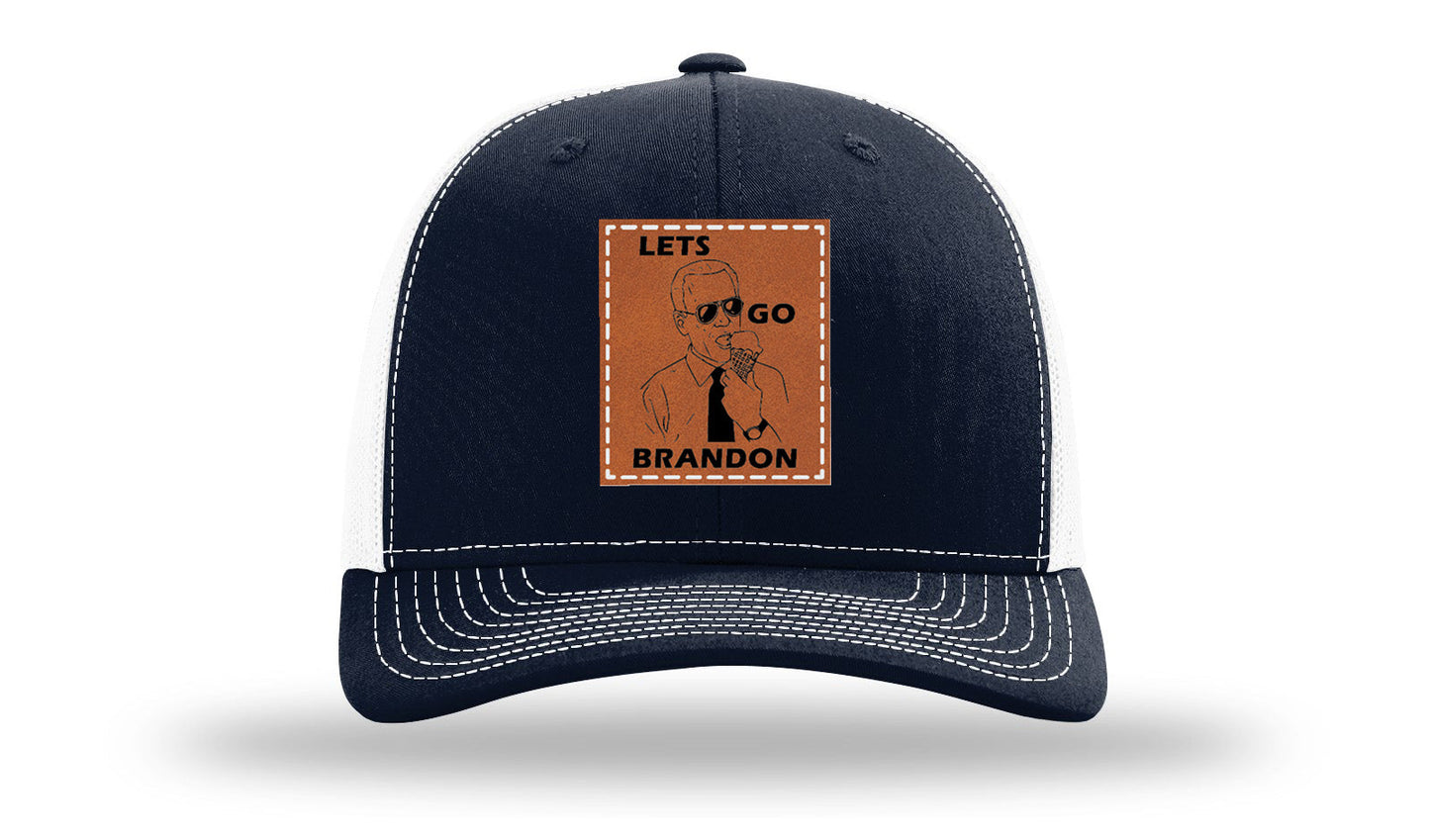 Let's Go Brandon Ice Cream Leather Patch Richardson 112 Hat