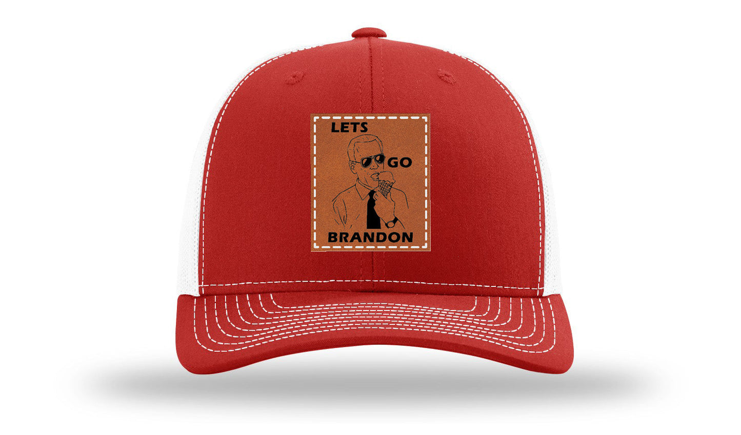 Let's Go Brandon Ice Cream Leather Patch Richardson 112 Hat
