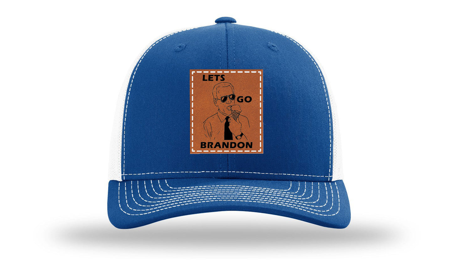 Let's Go Brandon Ice Cream Leather Patch Richardson 112 Hat