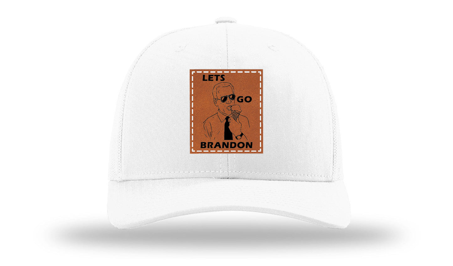 Let's Go Brandon Ice Cream Leather Patch Richardson 112 Hat