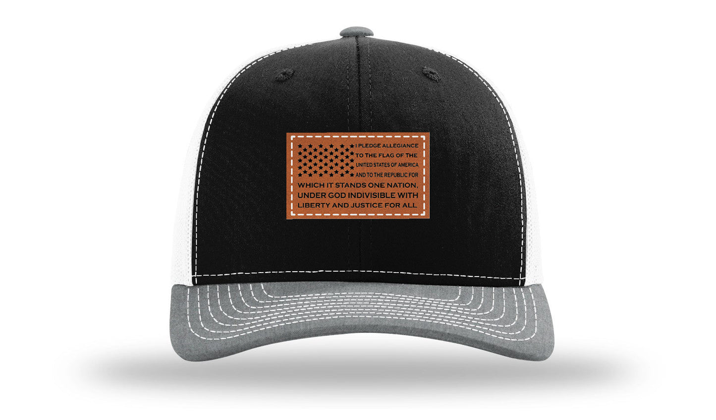 Pledge Of Allegiance Flag Leather Patch Richardson 112 Hat