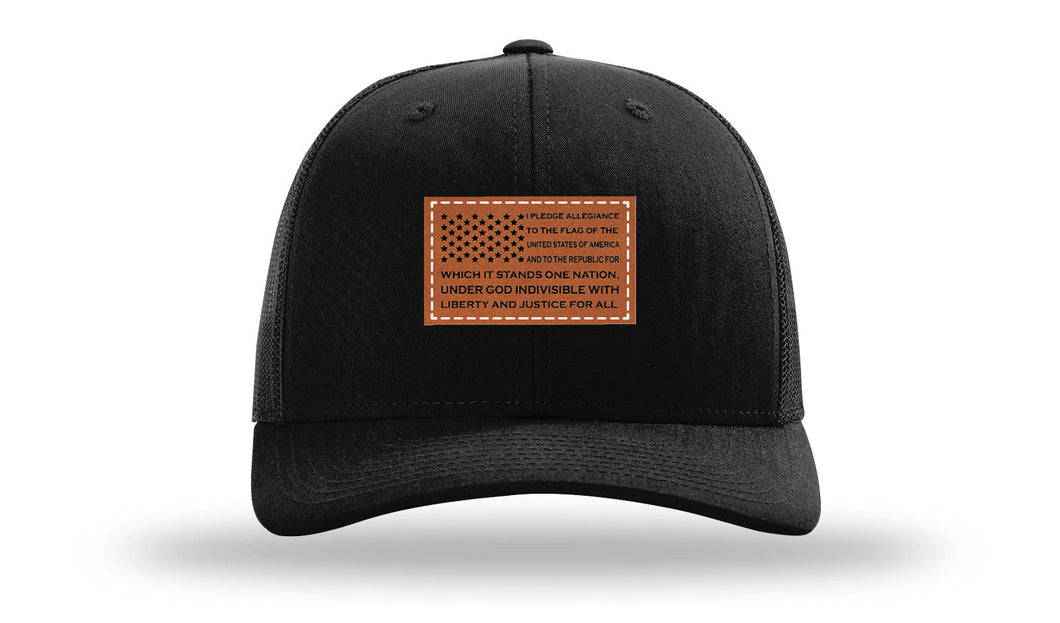 Pledge Of Allegiance Flag Leather Patch Richardson 112 Hat