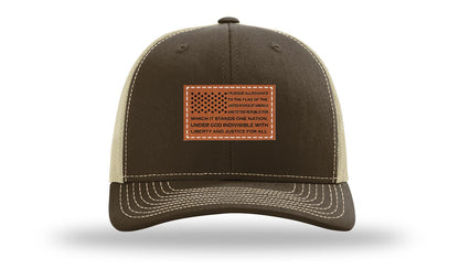 Pledge Of Allegiance Flag Leather Patch Richardson 112 Hat