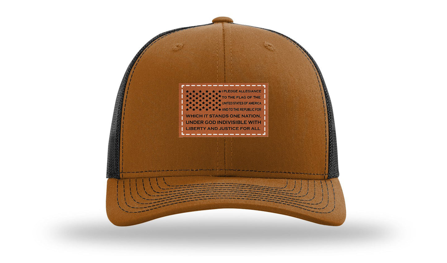 Pledge Of Allegiance Flag Leather Patch Richardson 112 Hat