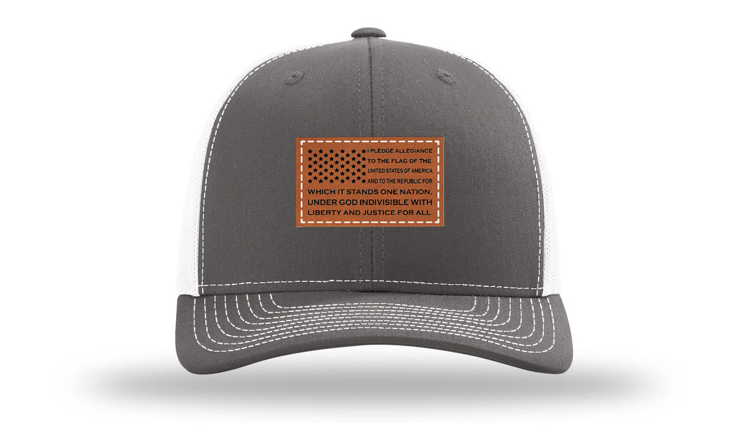 Pledge Of Allegiance Flag Leather Patch Richardson 112 Hat