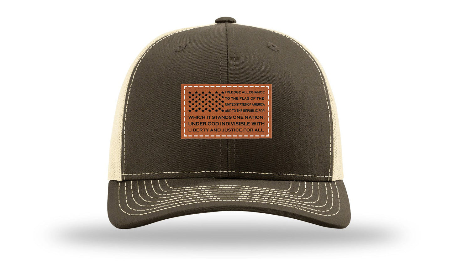 Pledge Of Allegiance Flag Leather Patch Richardson 112 Hat