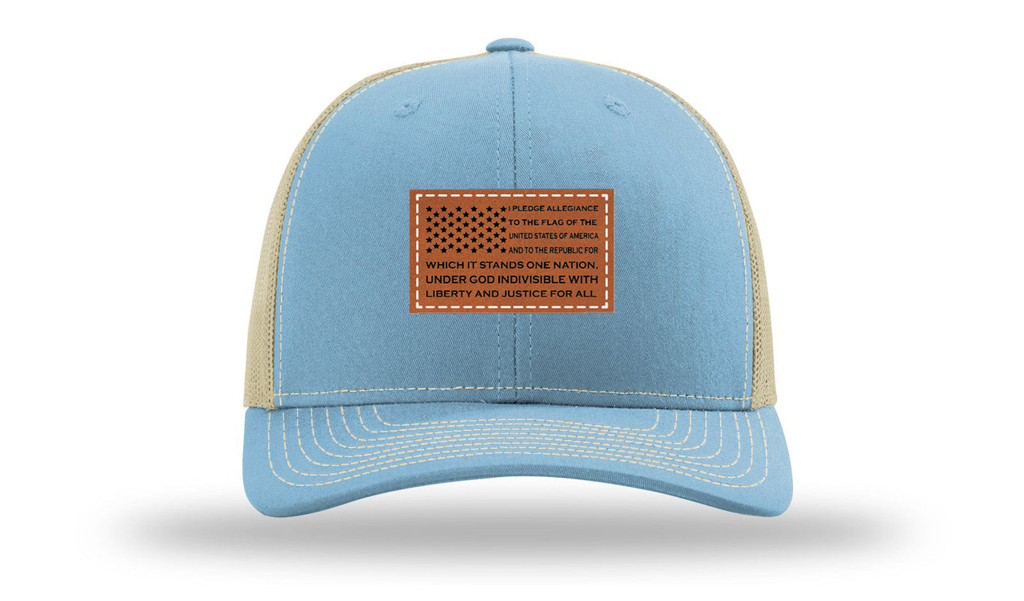 Pledge Of Allegiance Flag Leather Patch Richardson 112 Hat
